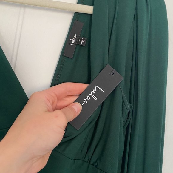 NWT- Emerald Green Long Sleeve Tie-Back Crop Top- Size M - Picture 5 of 5